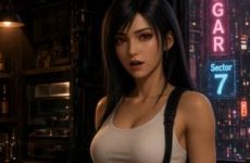Tifa montre ses seins et sa culotte par IA