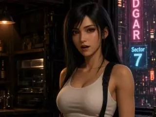 Tifa montre ses seins et sa culotte par IA