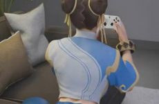 Chun-li geek en legging moulant par IA