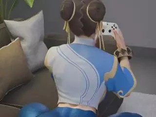 Chun-li geek en legging moulant par IA